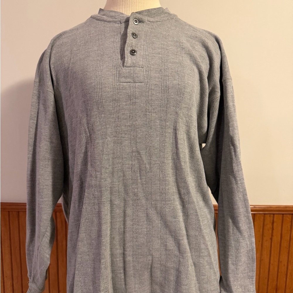 Santana Blue Gray Long Sleeve Henley for Men